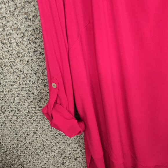 Susan Graver Top Womens Plus 22WP Pink Tunic Split Neck Semi Sheer Blouse Ladies - Picture 3 of 7